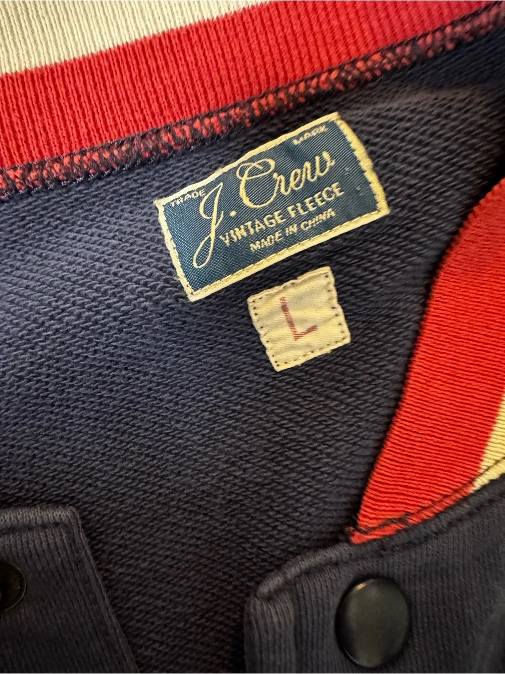 J. Crew Navy Bomber Jacket with Pink & White Ribbed Trim